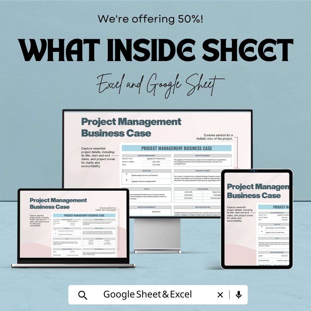 Project Management Business Case Template | Business Case Analysis | Project Proposal Template | Decision Planning Tool