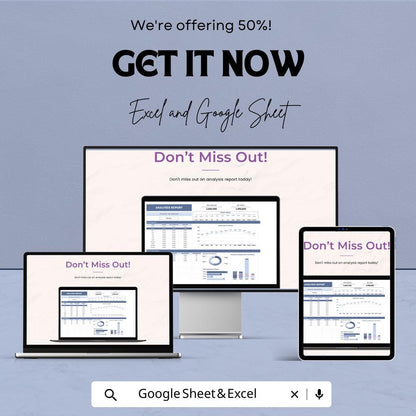 Analysis Report Template | Business Report Excel and Google Sheets | Financial Dashboard Spreadsheet | Data Analysis & Profit Tracker