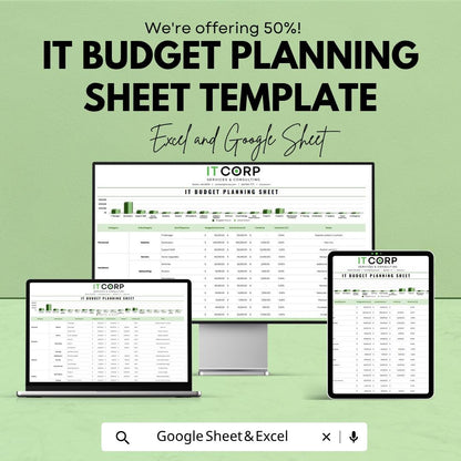 IT Budget Planning Template | IT Budget Spreadsheet | Annual IT Expense Tracker | Excel & Google Sheets | Business Budget Planner