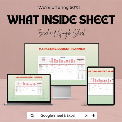 Marketing Budget Planner Template | Marketing Budget Sheet | Monthly Budget Planner | Marketing Expense Tracker | Google Sheet