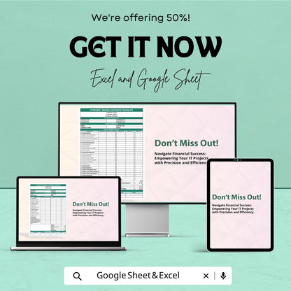 IT Project Budget Template | IT Budget Estimate Spreadsheet | Project Cost Estimator | IT Expense Tracker Sheet