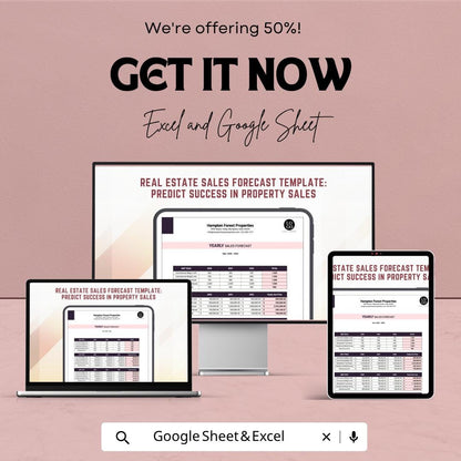 Real Estate Sales Forecast Template | Property Sales Tracker | Real Estate Analysis Spreadsheet | Excel Google Sheets | Investment Forecast