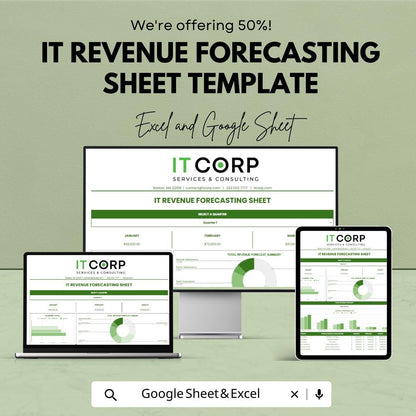 IT Revenue Forecasting Template | Revenue Forecast Sheet | Sales Forecast Planner Business Financial Forecast Tool
