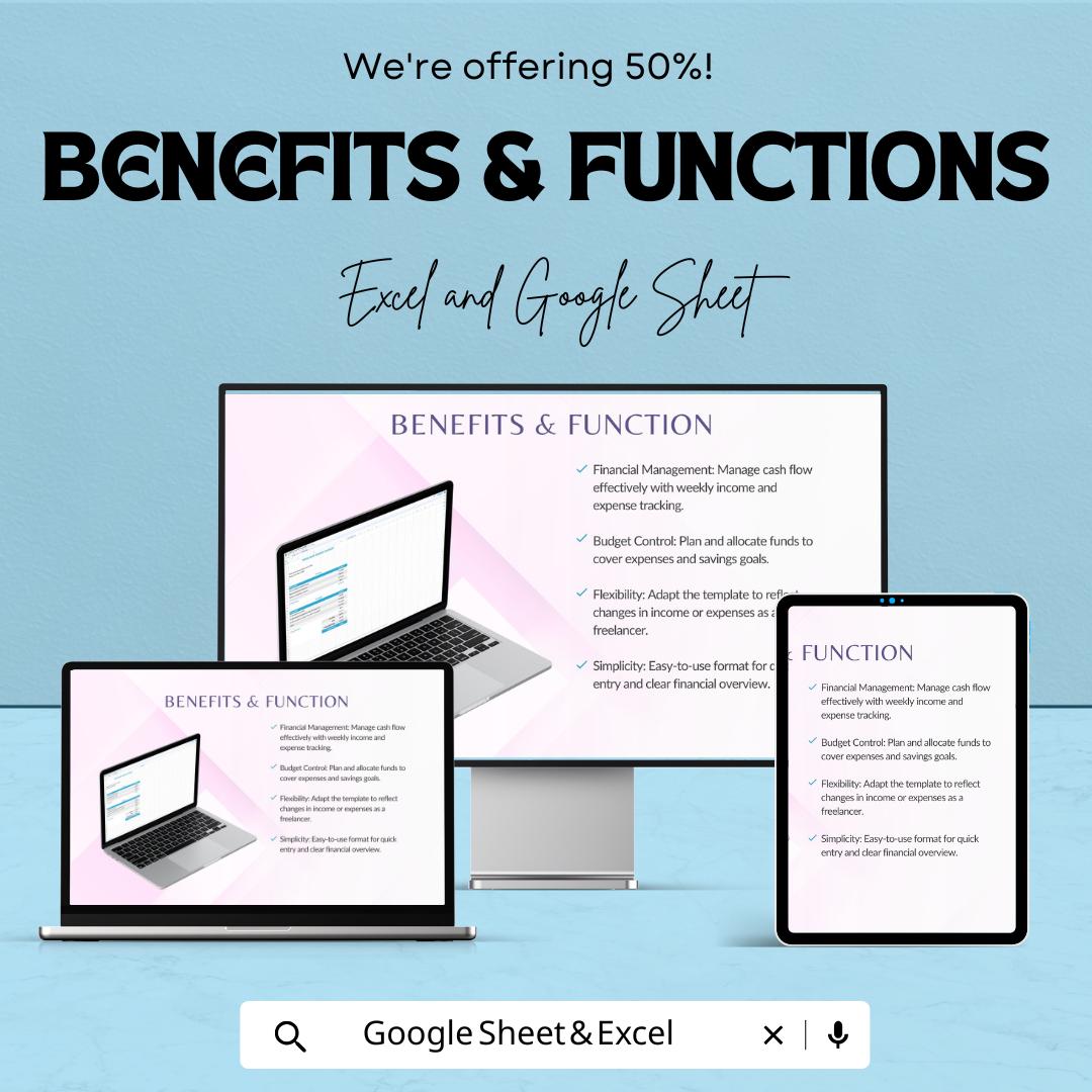 Weekly Freelance Budget Sheet | Income & Expense Tracker | Google Sheets and Excel | Freelancers Budget Planner | Editable Finance Template