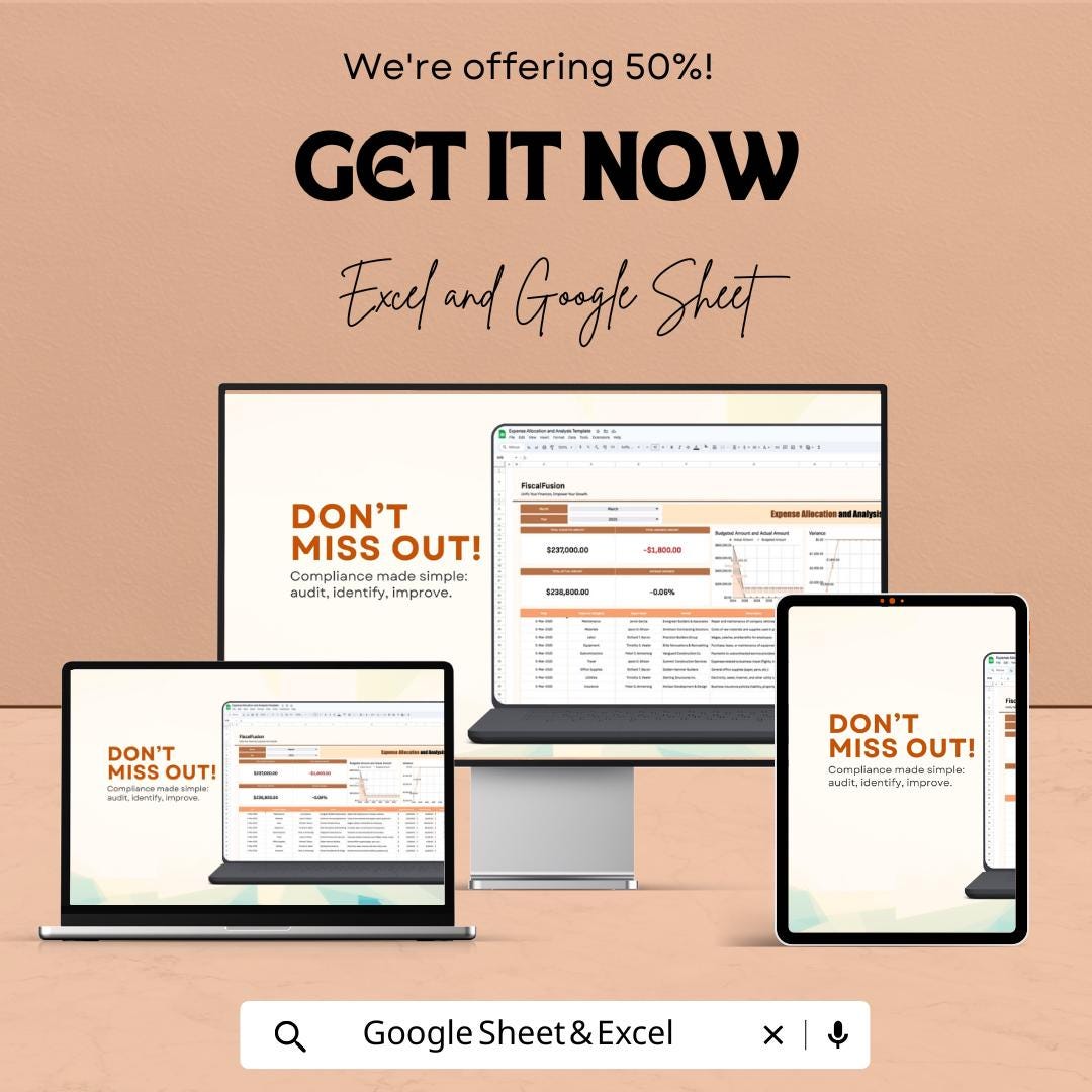 Expense Allocation and Analysis Template | Excel & Google Sheets | Expense Tracker Dashboard | Budget Allocation Spreadsheet