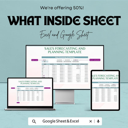 Sales Forecasting and Planning Template | Sales Projection Spreadsheet | Business Revenue Tracker | Excel & Google Sheet Template