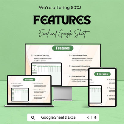 Advertising Print Media Circulation Analysis Tool | Excel & Google Sheets Template | Ad Spend Tracker | Marketing Analytics Spreadsheet