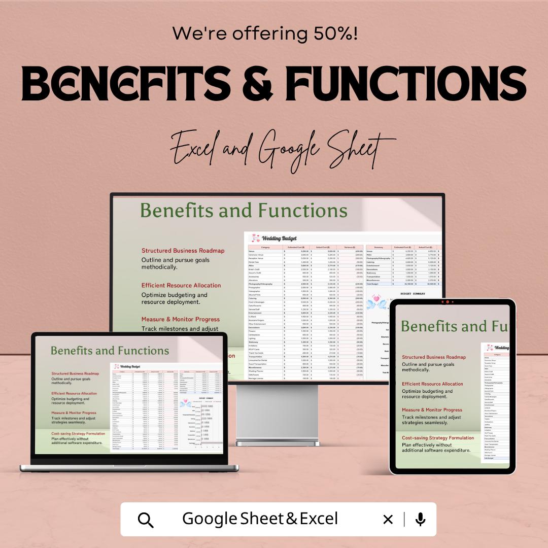 Wedding Budget Spreadsheet Template | Wedding Planner | Budget Tracker | Wedding Expense Tracker | Bridal Planner | Digital Planner