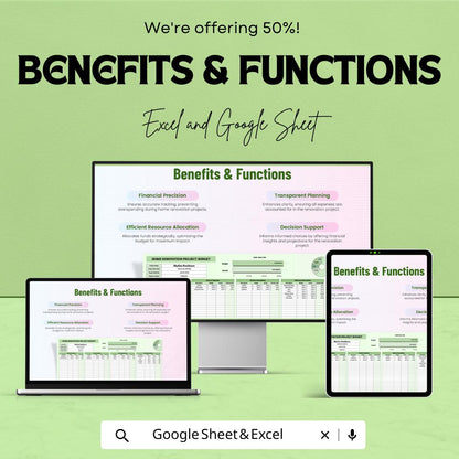 Home Renovation Project Budget Template | Excel & Google Sheets | Remodel Budget Planner | Home Improvement Cost Tracker