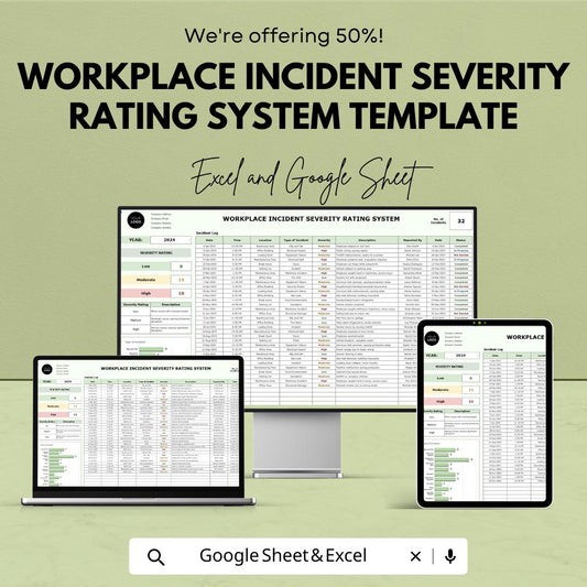 Workplace Incident Severity Rating System Template | Safety Incident Tracker | Risk Assessment Spreadsheet | Incident Log