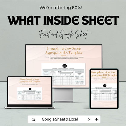 Group Interview Score Aggregator HR Template | Candidate Evaluation Tool | Interview Scorecard Excel & Google Sheets