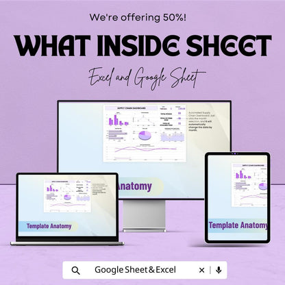 Supply Chain Dashboard Sheet | Excel & Google Sheets | Inventory KPI Tracker | Supplier Report | Logistics Metrics | Automated Charts