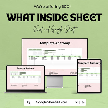 Property Inventory Spreadsheet Template | Asset Tracking Inventory Sheet | Excel & Google Sheets