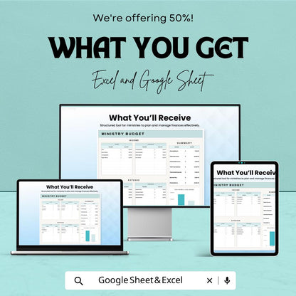 Ministry Budget Sheet | Church and Nonprofit Financial Planner | Excel and Google Sheets | Income and Expense Tracker | Instant Download