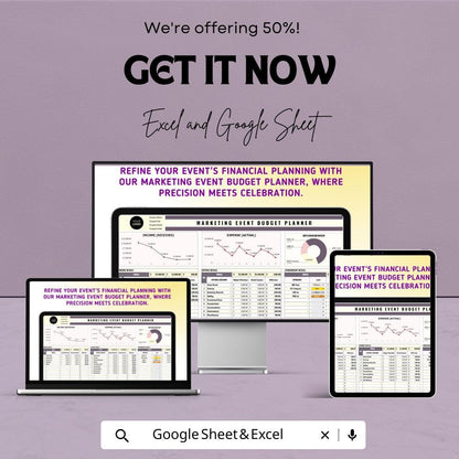 Marketing Event Budget Planner | Excel & Google Sheets | Event Budget Template | Finance Tracker | Editable Event Planning Sheet