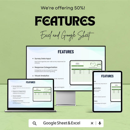 Post-Sale Survey Response Tracker Template | Customer Feedback Log | Survey Analytics Spreadsheet | Feedback Management Tool