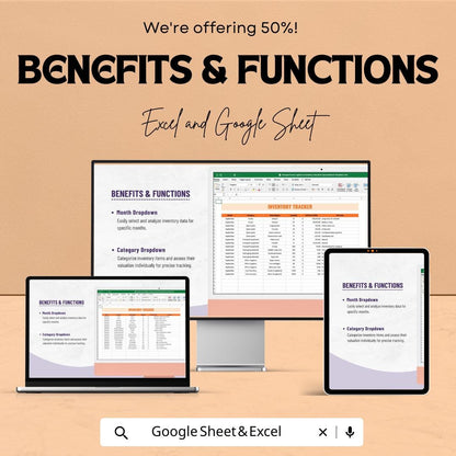 Transport and Logistics Inventory Valuation Spreadsheet Template | Excel and Google Sheets | Inventory Tracker & Valuation Dashboard
