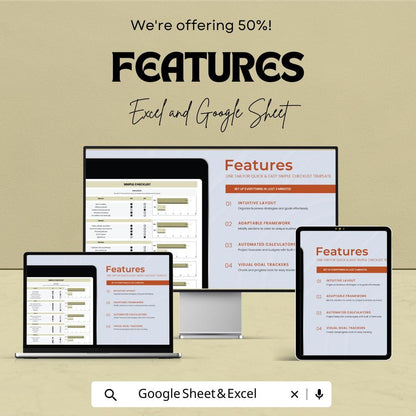 Simple Checklist Template | Task Tracker Excel and Google Sheet | Editable To-Do List | Project & Home Organization Planner