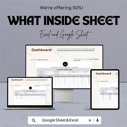 Test Score Compilation Sheet HR Template, Candidate Evaluation Spreadsheet, Interview Score Tracker
