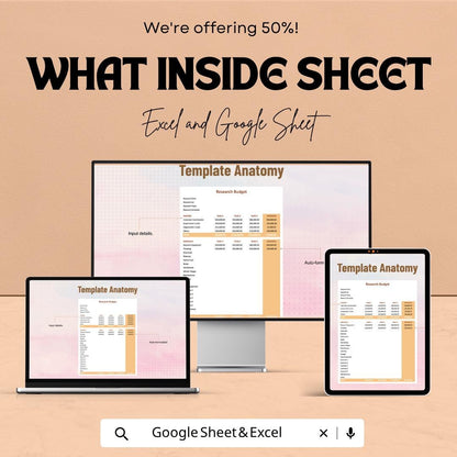 Research Budget Template Excel Google Sheets | Project Budget Planner | Grant Budget Tracker | Academic Budget Spreadsheet | Expense Tracker
