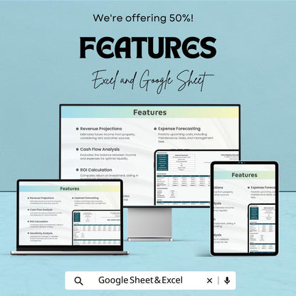 Real Estate Proforma Template, Property Investment Calculator, Rental Property Financial Model, Excel & Google Sheets Proforma