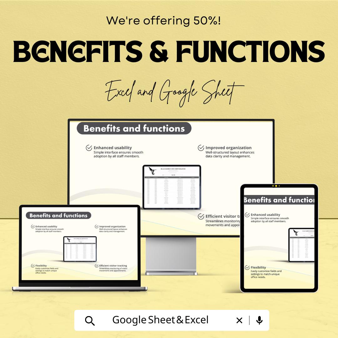 Office Hours Sign-In Sheet Template - Excel and Google Sheet | Employee Attendance Tracker & Office Hours Log