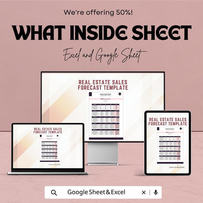 Real Estate Sales Forecast Template | Property Sales Tracker | Real Estate Analysis Spreadsheet | Excel Google Sheets | Investment Forecast