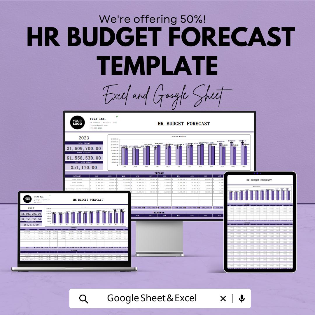 HR Budget Forecast Template | Excel & Google Sheets | HR Cost Planning, Workforce Budget, Salary Forecast, Business Finance Tool