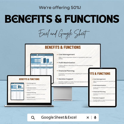 Bakery Budget Template | Bakery Expense Tracker Spreadsheet | Bakery Financial Planner | Excel & Google Sheets | Bakery Cost Calculator
