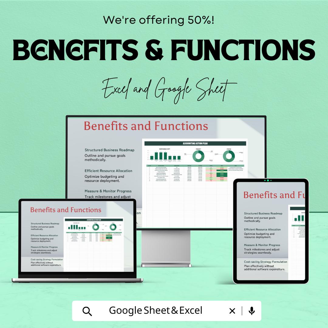 Accounting Action Plan Template | Financial Action Tracker | Business Task Planner | Accounting Workflow Spreadsheet
