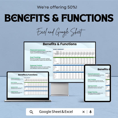 Budget Spreadsheet Template | Monthly Budget Planner | Excel & Google Sheets Finance Tracker | Expense Tracker | Savings Planner |
