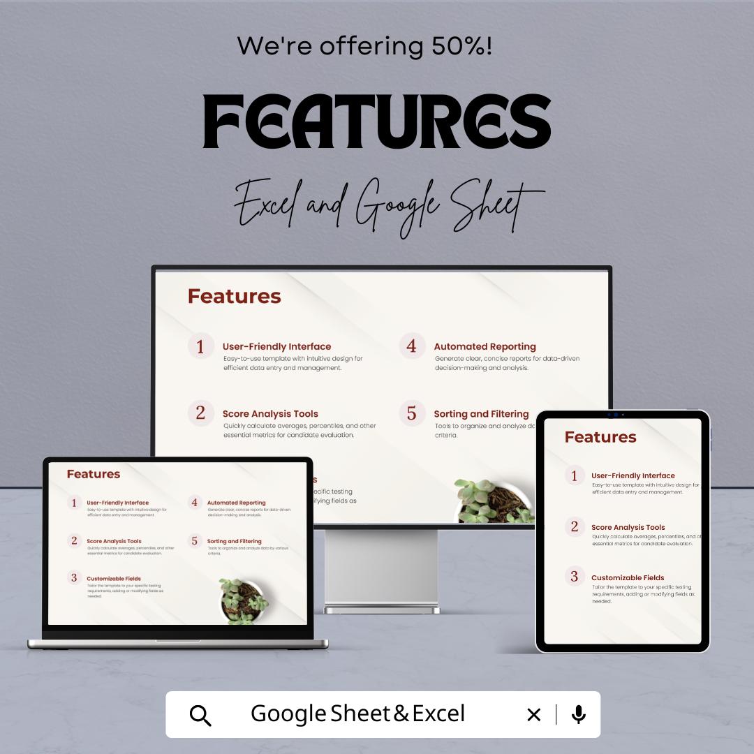 Test Score Compilation Sheet HR Template, Candidate Evaluation Spreadsheet, Interview Score Tracker