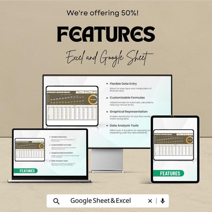 Spreadsheet Cashflow Forecast Template Excel & Google Sheets, Cash Flow Forecast Spreadsheet, Business Financial Forecast Tool
