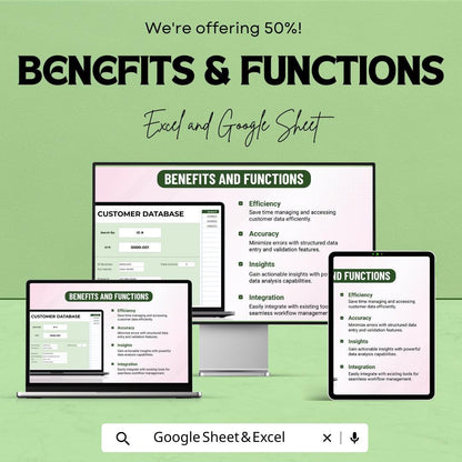 Customer Database Excel Template | Excel & Google Sheets Client Management System | Customer Records Tracker | Business Database Spreadsheet