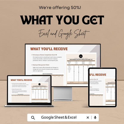 Performance Review Compilation Sheet HR Template | Employee Evaluation Tracker | Performance Review Form | Excel & Google Sheets