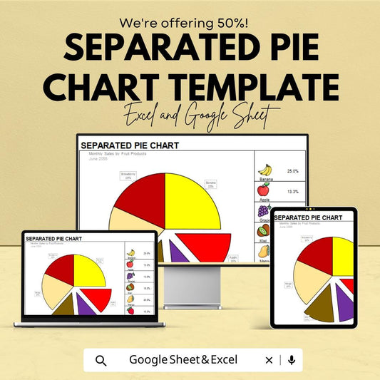 Separated Pie Chart Template | Data Visualization Excel and Google Sheets | Editable Chart Dashboard | Business Report & Analytics Tool