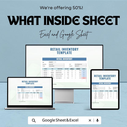 Retail Inventory Template Excel & Google Sheets | Store Inventory Tracker | Stock Management Spreadsheet | Small Business Inventory Log