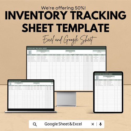 Inventory Tracking Sheet Template Excel, Stock Tracker Spreadsheet, Product Inventory Log, Warehouse Management Sheet