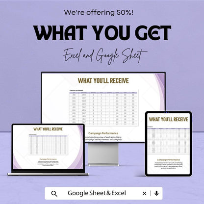 Advertising Campaign Finance Dashboard Template | Marketing Budget Tracker | ROI Dashboard | Ad Spend Tracker | Editable Analytic sheet