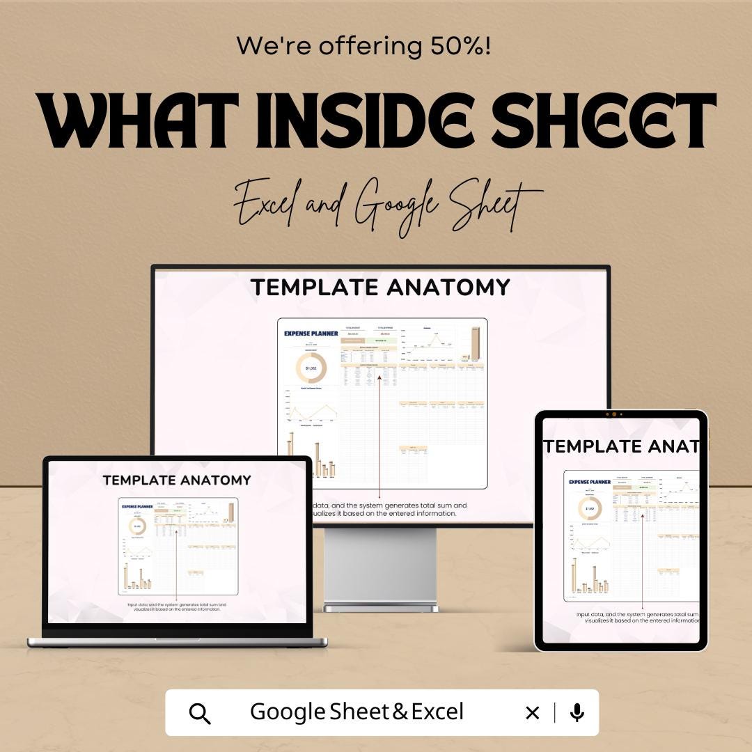 Expense Planner Sheet | Budget Tracker Excel and Google Sheet Template for Personal Finance | Budgeting & Expense Management Tool