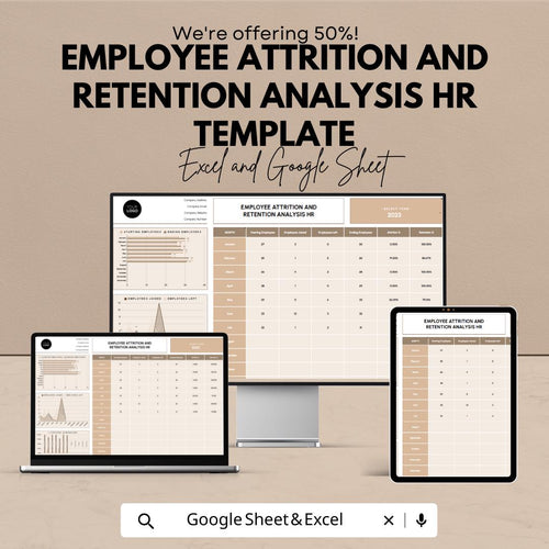 Employee Attrition and Retention Analysis HR Template | Excel & Google Sheets Workforce Dashboard | HR Analytics Spreadsheet