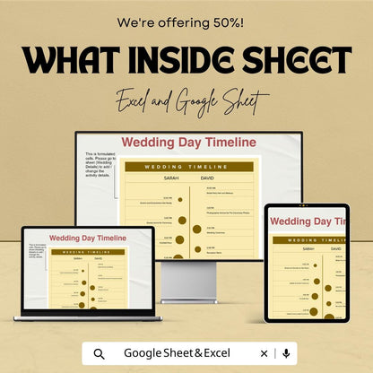 Wedding Timeline Template | Wedding Day Schedule | Bride & Groom Planner | Printable Wedding Itinerary | Wedding Day Organizer