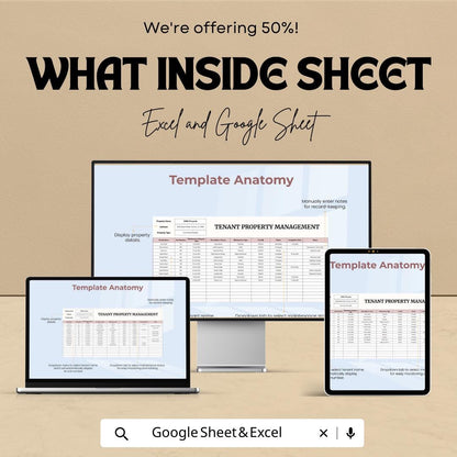 Tenant Property Management Template, Rental Management Spreadsheet, Landlord Tenant Tracker, Maintenance Log