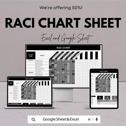 RACI Chart Sheet - Excel & Google Sheets Template for Project Management and Task Assignment