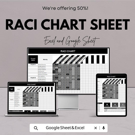 RACI Chart Sheet - Excel & Google Sheets Template for Project Management and Task Assignment
