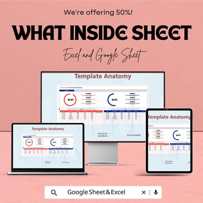 Finance Budget vs Actual Performance Sheet - Excel & Google Sheet Template for Financial Tracking