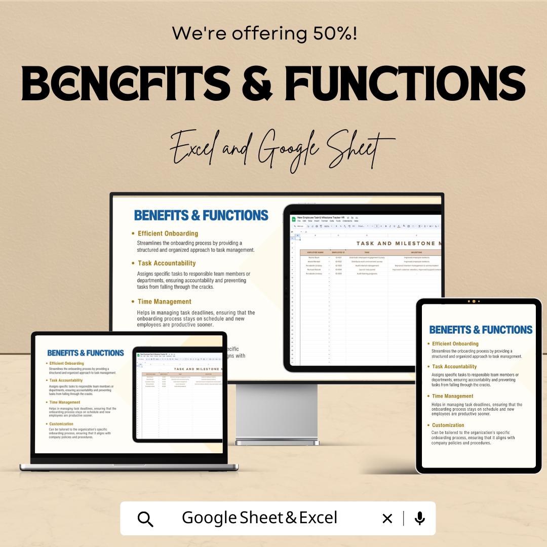 New Employee Task & Milestone Tracker HR Template | Employee Onboarding Checklist | Excel and Google Sheets HR Task Manager