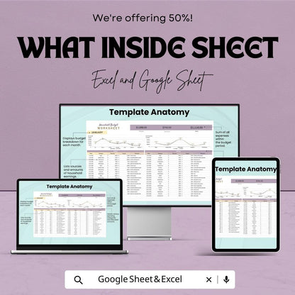 Household Budget Worksheet | Google Sheets Template for Tracking Income, Expenses, and Financial Goals | Easy to Use & Customizable