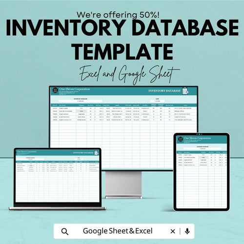 Inventory Database Template | Excel & Google Sheets | Inventory Tracker | Stock Management Spreadsheet | Business Inventory Log