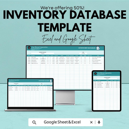 Inventory Database Template | Excel & Google Sheets | Inventory Tracker | Stock Management Spreadsheet | Business Inventory Log